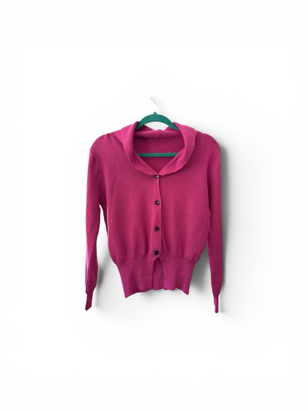 Women's Fuchsia Button-Front Sweater with Shawl Collar